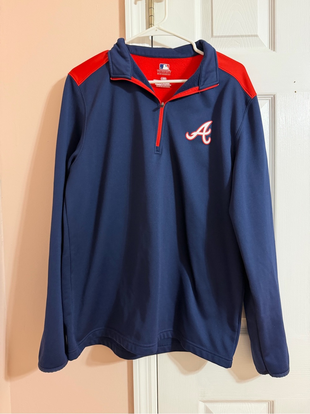 Atlanta Braves Navy and Red Quarter-Zip Pullover Jacket
